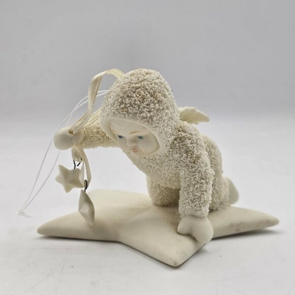 Department 56 Snowbabies Christmas Ornament Baby Angel Crawls Star Figurine VTG - Picture 1 of 10